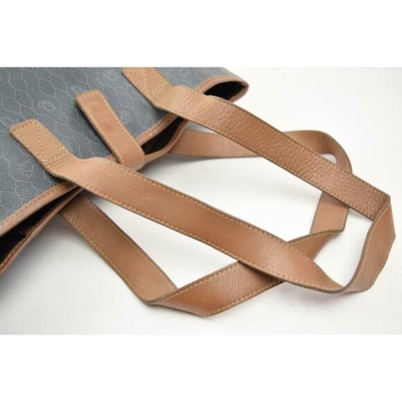 Dior Vintage XL Tote Brown Honeycomb Print On Greyish Green Coated Canvas - Picture 2 of 9